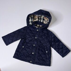 Burberry Children Collection Infant Toddler Navy Quilted Jacket 9 Months